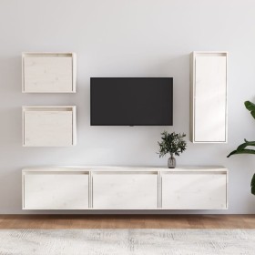 TV-Ständer 6-tlg. aus massivem Kiefernholz weiß von vidaXL, TV-Möbel - Ref: Foro24-3100185, Preis: 237,21 €, Rabatt: %