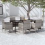 Juego de comedor de jardín 7 piezas con cojines gris y negro de vidaXL, Conjuntos de jardín - Ref: Foro24-3099315, Precio: 61...