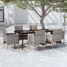 7-piece garden dining set with gray and black cushions by vidaXL, Garden sets - Ref: Foro24-3099315, Price: 620,99 €, Discoun...