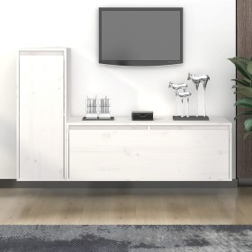 TV-Möbel 2-teilig aus massivem weißem Kiefernholz von vidaXL, TV-Möbel - Ref: Foro24-3100115, Preis: 110,03 €, Rabatt: %