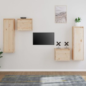 TV-Möbel 4-teilig aus massivem Kiefernholz von vidaXL, TV-Möbel - Ref: Foro24-3100249, Preis: 179,98 €, Rabatt: %