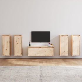 TV-Möbel 5-teilig aus massivem Kiefernholz von vidaXL, TV-Möbel - Ref: Foro24-3100214, Preis: 250,71 €, Rabatt: %