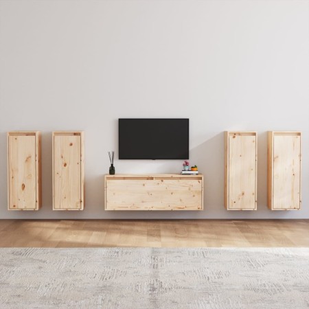 TV furniture 5 pieces solid pine wood by vidaXL, TV Furniture - Ref: Foro24-3100214, Price: 255,19 €, Discount: %