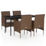 5-piece garden dining set with brown and black cushions by vidaXL, Garden sets - Ref: Foro24-3099325, Price: 369,52 €, Discou...