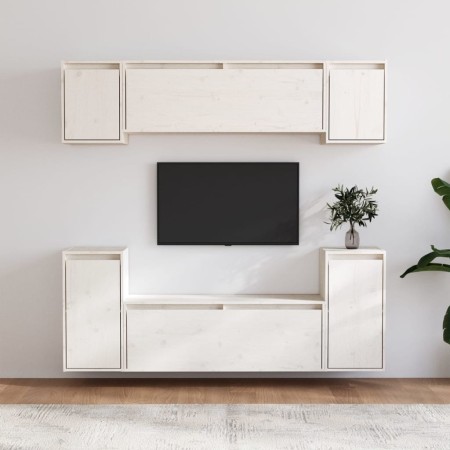 TV-Möbel 6-teilig aus massivem weißem Kiefernholz von vidaXL, TV-Möbel - Ref: Foro24-3100190, Preis: 253,94 €, Rabatt: %