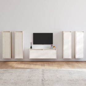 TV-Möbel 5-teilig aus massivem weißem Kiefernholz von vidaXL, TV-Möbel - Ref: Foro24-3100210, Preis: 295,23 €, Rabatt: %