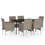 7-piece garden dining set with beige and black cushions by vidaXL, Garden sets - Ref: Foro24-3099320, Price: 501,57 €, Discou...