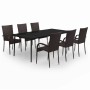 Juego de comedor para jardín 7 piezas negro y marrón de vidaXL, Conjuntos de jardín - Ref: Foro24-3099405, Precio: 457,99 €, ...