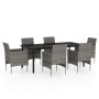 Juego de comedor de jardín 7 piezas con cojines gris y negro de vidaXL, Conjuntos de jardín - Ref: Foro24-3099291, Precio: 64...