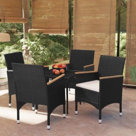 5-teiliges Garten-Ess-Set mit Kissen schwarz von vidaXL, Gartensets - Ref: Foro24-3099330, Preis: 291,48 €, Rabatt: %