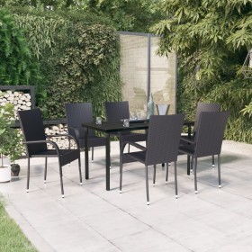 Garden dining set 7 pieces black by vidaXL, Garden sets - Ref: Foro24-3099380, Price: 411,96 €, Discount: %