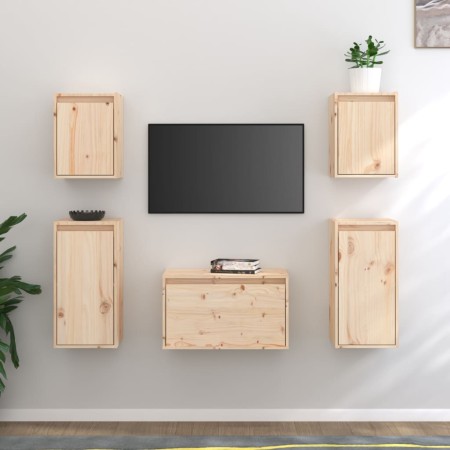 TV furniture set, 5 pieces made of solid pine wood by vidaXL, TV Furniture - Ref: Foro24-3100269, Price: 206,76 €, Discount: %