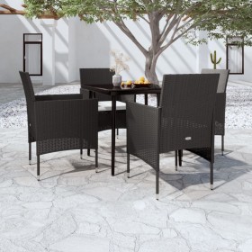 5-teiliges Garten-Essset mit schwarzen Kissen von vidaXL, Gartensets - Ref: Foro24-3099306, Preis: 319,94 €, Rabatt: %