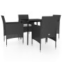 Juego de comedor de jardín 5 piezas con cojines negro de vidaXL, Conjuntos de jardín - Ref: Foro24-3099306, Precio: 324,99 €,...