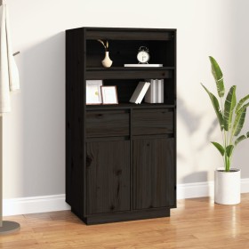 Tall sideboard in solid black pine wood 60x40x116.5 cm by vidaXL, Sideboards - Ref: Foro24-814538, Price: 177,30 €, Discount: %