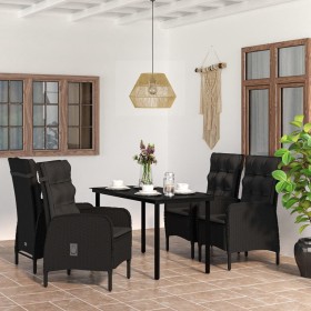 Juego de comedor de jardín 5 piezas con cojines negro de vidaXL, Conjuntos de jardín - Ref: Foro24-3099355, Precio: 638,99 €,...