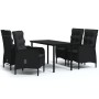 Juego de comedor de jardín 5 piezas con cojines negro de vidaXL, Conjuntos de jardín - Ref: Foro24-3099355, Precio: 638,99 €,...