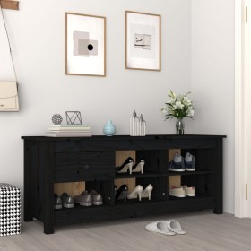 Mueble zapatero de madera maciza de pino negro 110x38x45,5 cm de vidaXL, Zapateros y organizadores de calzado - Ref: Foro24-8...