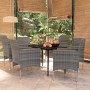 Juego de comedor de jardín 7 piezas con cojines gris y negro de vidaXL, Conjuntos de jardín - Ref: Foro24-3099350, Precio: 50...