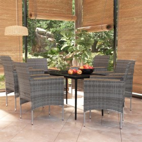 7-piece garden dining set with gray and black cushions by vidaXL, Garden sets - Ref: Foro24-3099350, Price: 467,99 €, Discoun...