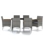 7-piece garden dining set with gray and black cushions by vidaXL, Garden sets - Ref: Foro24-3099350, Price: 546,44 €, Discoun...