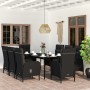 Juego de comedor de jardín 9 piezas con cojines negro de vidaXL, Conjuntos de jardín - Ref: Foro24-3099370, Precio: 1,00 €, D...