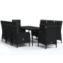 Juego de comedor de jardín 9 piezas con cojines negro de vidaXL, Conjuntos de jardín - Ref: Foro24-3099370, Precio: 1,00 €, D...