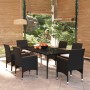 Juego de comedor de jardín 7 piezas con cojines negro de vidaXL, Conjuntos de jardín - Ref: Foro24-3099345, Precio: 562,95 €,...