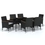 Juego de comedor de jardín 7 piezas con cojines negro de vidaXL, Conjuntos de jardín - Ref: Foro24-3099345, Precio: 562,95 €,...