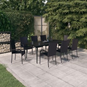 Juego de comedor para jardín 9 piezas negro de vidaXL, Conjuntos de jardín - Ref: Foro24-3099400, Precio: 618,99 €, Descuento: %