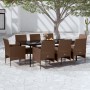 9-teiliges Garten-Essset mit braunen und schwarzen Kissen von vidaXL, Gartensets - Ref: Foro24-3099322, Preis: 675,99 €, Raba...