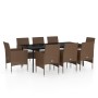 9-piece garden dining set with brown and black cushions by vidaXL, Garden sets - Ref: Foro24-3099322, Price: 698,61 €, Discou...