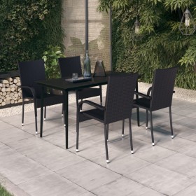 Juego de comedor para jardín 5 piezas negro de vidaXL, Conjuntos de jardín - Ref: Foro24-3099397, Precio: 339,84 €, Descuento: %