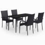 Juego de comedor para jardín 5 piezas negro de vidaXL, Conjuntos de jardín - Ref: Foro24-3099397, Precio: 339,84 €, Descuento: %