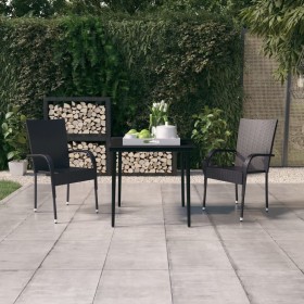 Juego de comedor para jardín 3 piezas negro de vidaXL, Conjuntos de jardín - Ref: Foro24-3099395, Precio: 199,99 €, Descuento: %