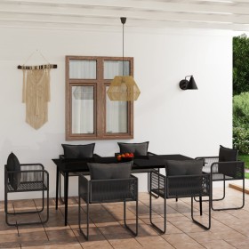 Juego de comedor para jardín 7 piezas negro de vidaXL, Conjuntos de jardín - Ref: Foro24-3099087, Precio: 638,99 €, Descuento: %