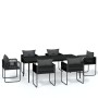 Juego de comedor para jardín 7 piezas negro de vidaXL, Conjuntos de jardín - Ref: Foro24-3099087, Precio: 639,47 €, Descuento: %