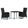 Juego de comedor de jardín 3 piezas con cojines negro de vidaXL, Conjuntos de jardín - Ref: Foro24-3099365, Precio: 362,99 €,...