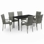 Juego de comedor para jardín 7 piezas gris y negro de vidaXL, Conjuntos de jardín - Ref: Foro24-3099392, Precio: 348,58 €, De...