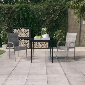 Gray and black 3-piece garden dining set by vidaXL, Garden sets - Ref: Foro24-3099407, Price: 188,48 €, Discount: %