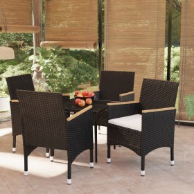 5-teiliges Garten-Essset mit schwarzen Kissen von vidaXL, Gartensets - Ref: Foro24-3099342, Preis: 322,99 €, Rabatt: %