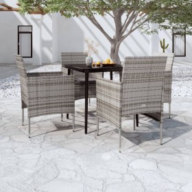 5-teiliges Garten-Essset mit grauen und schwarzen Kissen von vidaXL, Gartensets - Ref: Foro24-3099312, Preis: 373,99 €, Rabat...