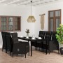 Juego de comedor de jardín 7 piezas con cojines negro de vidaXL, Conjuntos de jardín - Ref: Foro24-3099357, Precio: 1,00 €, D...