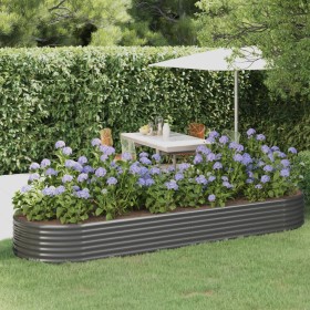 Steel powder-coated gray planter raised bed 322x100x36 cm by vidaXL, Pots and planters - Ref: Foro24-318999, Price: 126,17 €,...