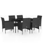 Juego de comedor de jardín 7 piezas con cojines negro de vidaXL, Conjuntos de jardín - Ref: Foro24-3099308, Precio: 493,99 €,...