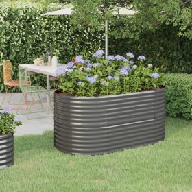 Gray powder coated steel flower bed planter 152x80x68 cm by vidaXL, Pots and planters - Ref: Foro24-318949, Price: 94,99 €, D...