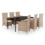 Juego de comedor de jardín 7 piezas con cojines beige de vidaXL, Conjuntos de jardín - Ref: Foro24-3099441, Precio: 850,38 €,...