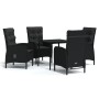 Juego de comedor de jardín 5 piezas con cojines negro de vidaXL, Conjuntos de jardín - Ref: Foro24-3099367, Precio: 762,11 €,...