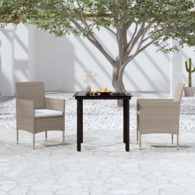 3-piece garden dining set with beige and black cushions by vidaXL, Garden sets - Ref: Foro24-3099293, Price: 215,99 €, Discou...