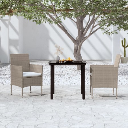 3-piece garden dining set with beige and black cushions by vidaXL, Garden sets - Ref: Foro24-3099293, Price: 209,43 €, Discou...